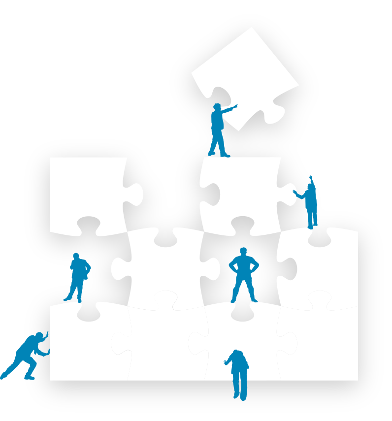 Puzzle building, collaboration metaphor